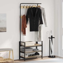 Стояща закачалка с рафтове за обувки, дъб сонома, 75 x 34 x 184 см