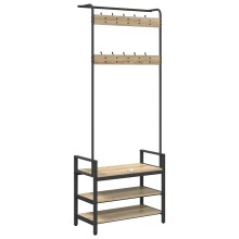 Стояща закачалка с рафтове за обувки, дъб сонома, 75 x 34 x 184 см