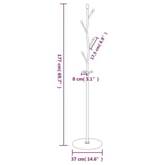 Стояща закачалка TWIG, бяла, ⌀ 37 см, височина 177 см