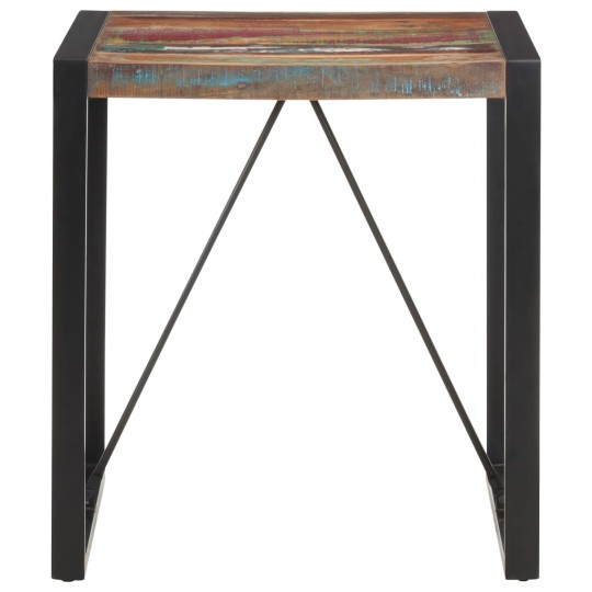 Трапезна маса в стил Artisan / Vintage, регенерирано дърво масив и черна стомана, 70 x 70 см