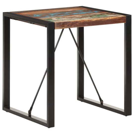 Трапезна маса в стил Artisan / Vintage, регенерирано дърво масив и черна стомана, 70 x 70 см