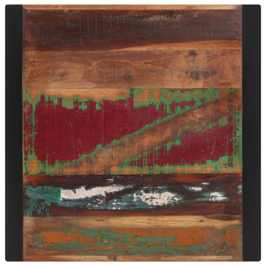 Трапезна маса в стил Artisan / Vintage, регенерирано дърво масив и черна стомана, 70 x 70 см