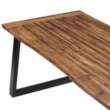 Трапезна маса в стил Industrial Modern, естествено масивно акациево дърво и черна стомана, 180 x 90 см