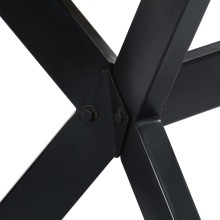 Трапезна маса в стил Industrial Modern, многоцветно регенерирано масивно дърво и черна стомана, 160 x 80 см