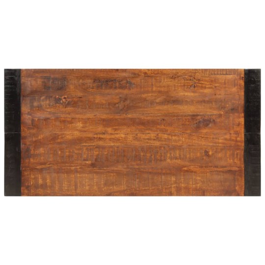 Трапезна маса в стил Rustic / Japandi, масивно мангово дърво в меденокафяво и черно, 120 x 60 см
