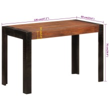 Трапезна маса в стил Rustic / Japandi, масивно мангово дърво в меденокафяво и черно, 120 x 60 см