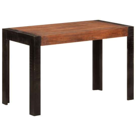 Трапезна маса в стил Rustic / Japandi, масивно мангово дърво в меденокафяво и черно, 120 x 60 см