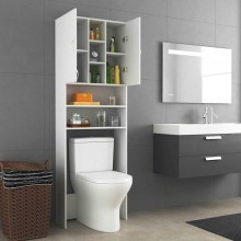 Висок шкаф за пералня с 2 врати и 9 отделения, бял, 64 x 25,5 x 190 см