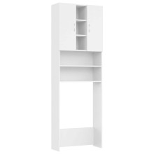 Висок шкаф за пералня с 2 врати и 9 отделения, бял, 64 x 25,5 x 190 см