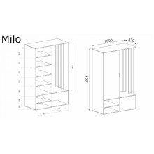 Портманто MILO с огледало дъб артизан