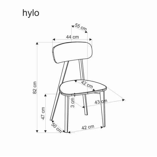 Трапезен стол HYLO черно/ дамаска SERTA 2 бежово