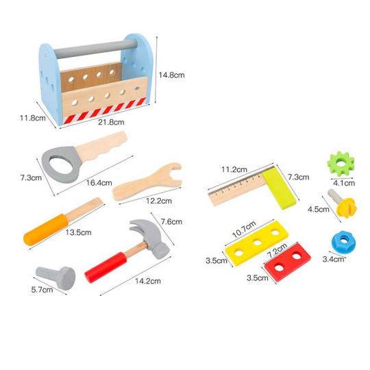 Дървени инструменти в кутия за носене, комплект за игра, 22х12х15 см