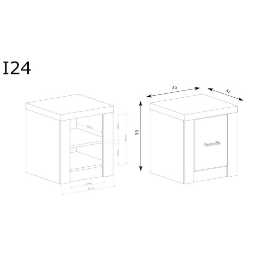 Нощно шкафче INDIANAPOLIS I-24 бял крафт