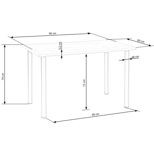 Правоъгълна маса MODEX 2 90 бяло / черно