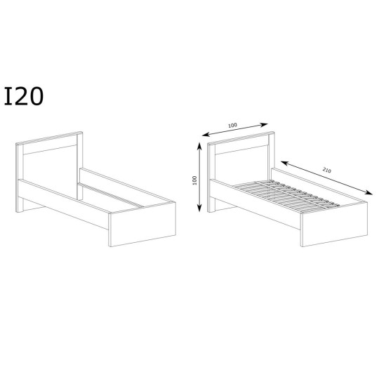 Единично легло 90/200 см с подматрачна рамка и LED осветление INDIANAPOLIS I-20 бял крафт