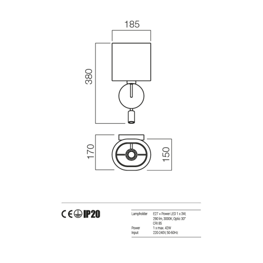 LED Аплик REDO 01-1151 BR PICCADILLY + SCW BG