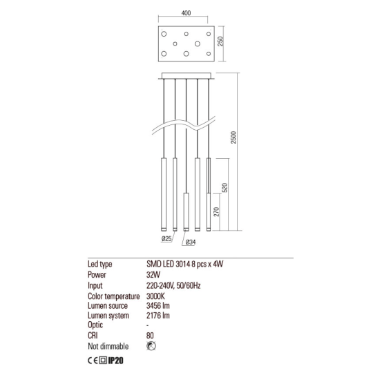 LED пендел REDO 01-2049 MADISON