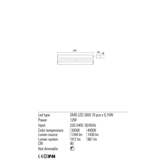 LED аплик за баня REDO 01-2288 TASK 3000K