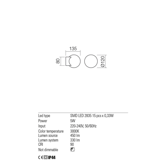 LED аплик за баня REDO 01-2600 BILIA