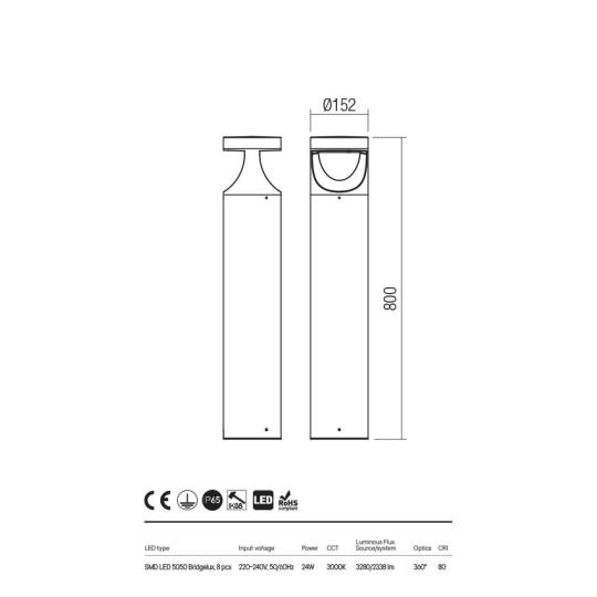 LED градински стълб REDO OUTDOOR 90503 XWALK