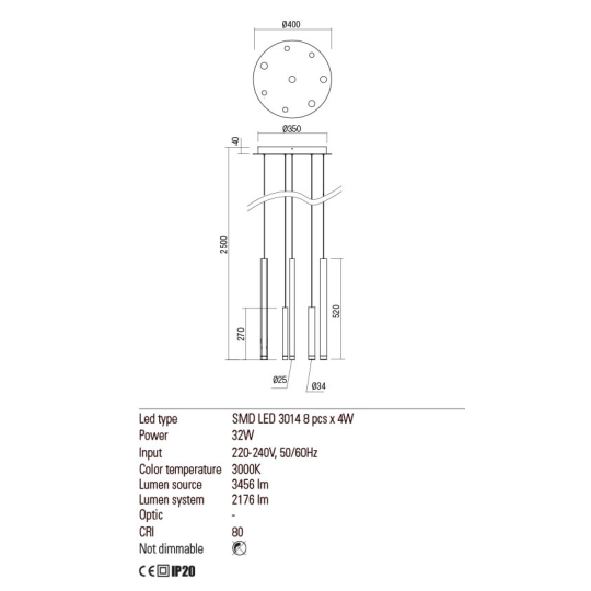 LED пендел REDO 01-2050 MADISON