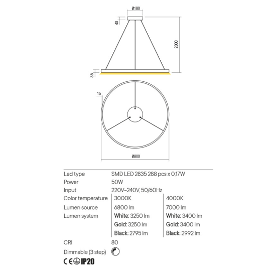 LED пендел REDO 01-2872 FEBE MGD 4000K