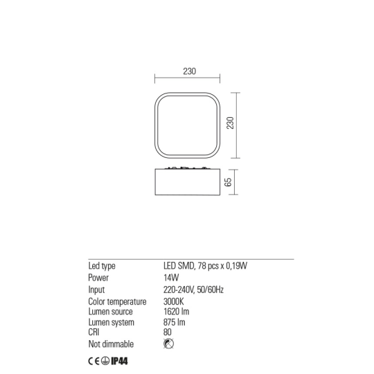 LED плафон за баня REDO 01-1353 SCREEN IP