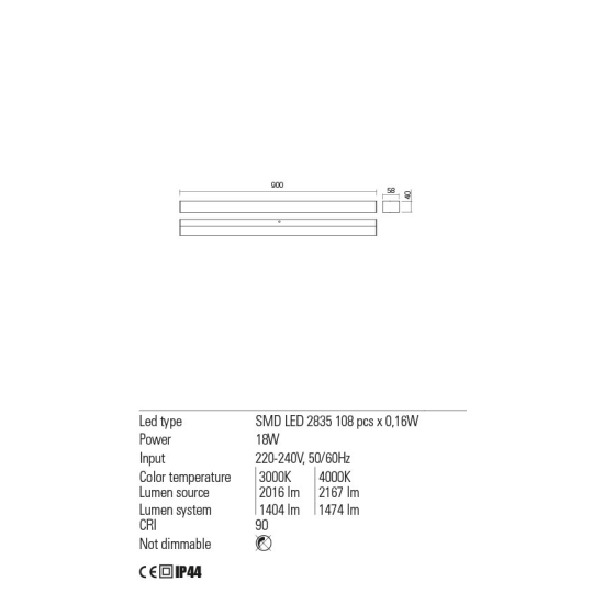 LED аплик за баня REDO 01-2289 TASK 3000K