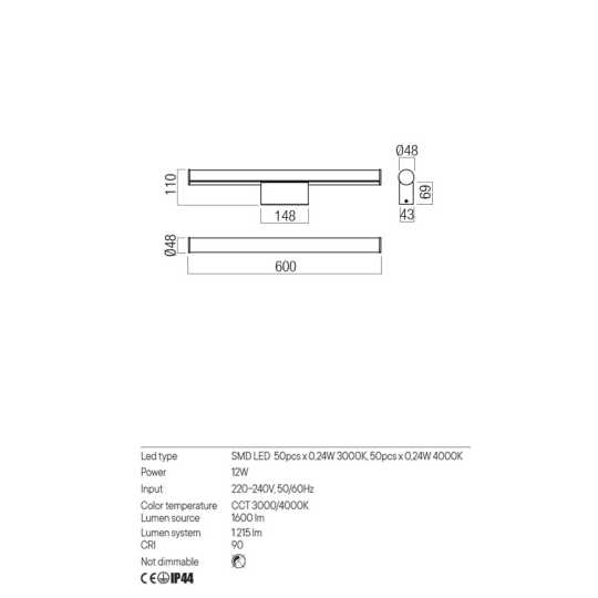 LED аплик за баня REDO 01-3277 KALI