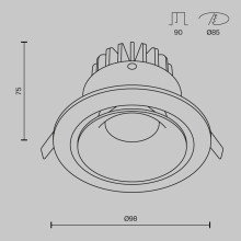 LED луна за вграждане MAYTONI DL031-L12W3K-D-B YIN