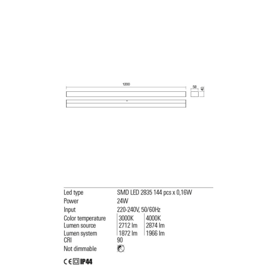 LED аплик за баня REDO 01-2290 TASK 3000K