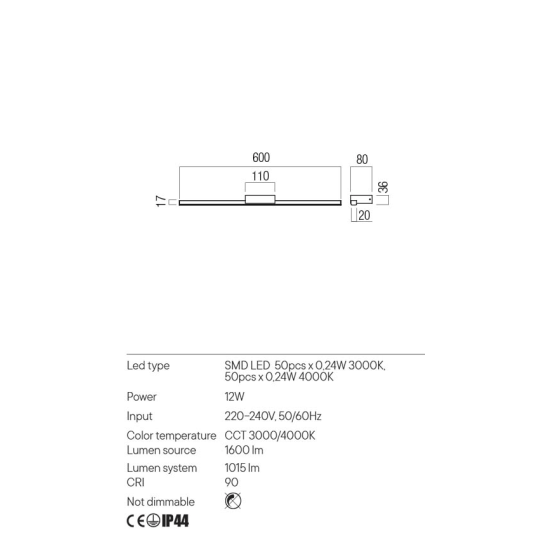 LED аплик за баня REDO 01-3268 ASTON