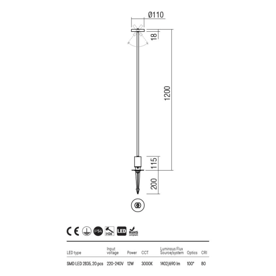 LED градински прожектор с колче за земя REDO OUTDOOR 90469 ELFIC