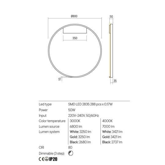 LED плафон REDO 01-2828 FEBE SWH D800 4000K