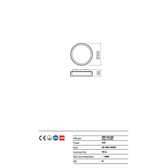 LED плафон за баня REDO 01-1453 NAJI