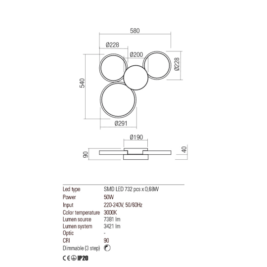 LED плафон REDO 01-2536 CRONOS