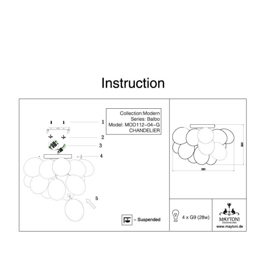 Плафон MAYTONI MOD112-04-G BALBO