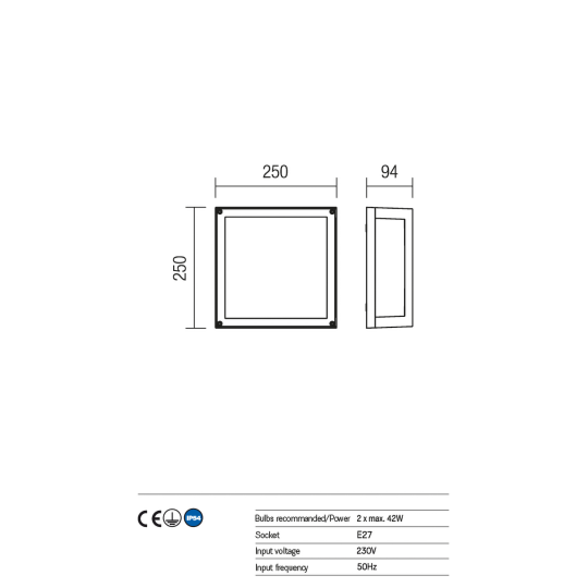 Фасаден плафон REDO OUTDOOR 9893 BRICK GLASS