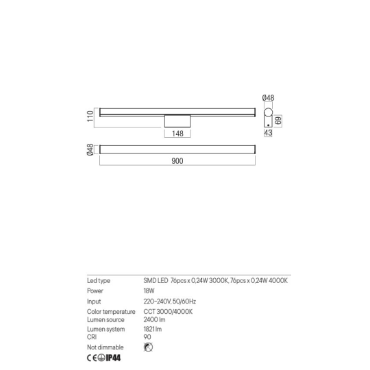 LED аплик за баня REDO 01-3280 KALI