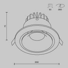 LED луна за вграждане MAYTONI DL031-L12W4K-D-B YIN