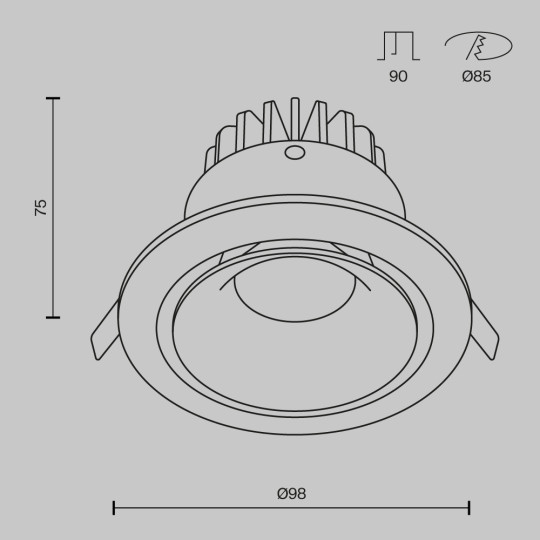 LED луна за вграждане MAYTONI DL031-L12W4K-D-B YIN