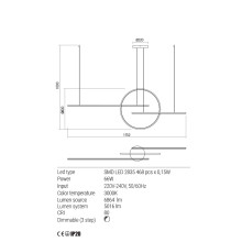 LED пендел REDO 01-1736 GIOTTO 3000K