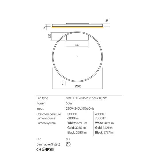 LED плафон REDO 01-2850 FEBE SBK D800 4000K