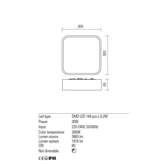 LED плафон за баня REDO 01-2499 SCREEN IP