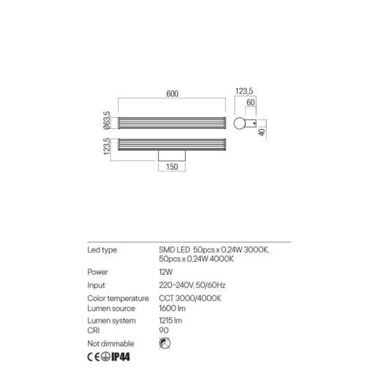 LED аплик за баня REDO 01-3261 DIZZY