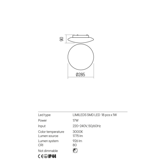 LED плафон за баня REDO 01-2988 ANTIBA