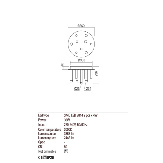 LED плафон REDO 01-2040 MADISON