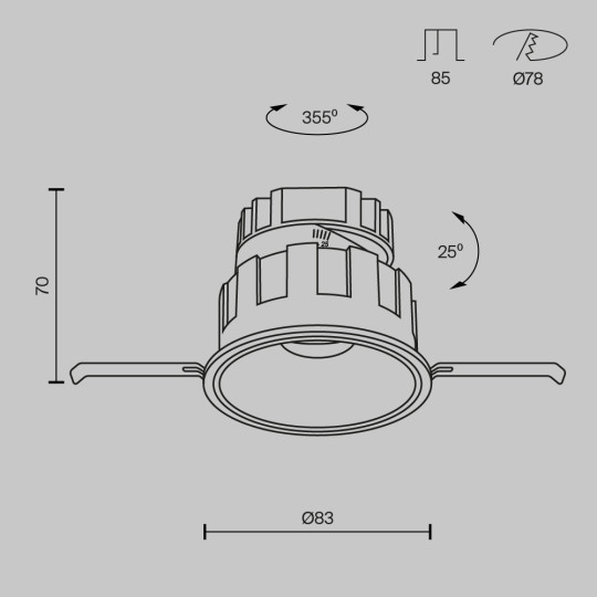 LED луна за вграждане MAYTONI DL057-10W3K-B WISE