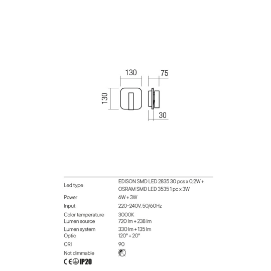 LED аплик с ключ REDO 01-1491 QUDA