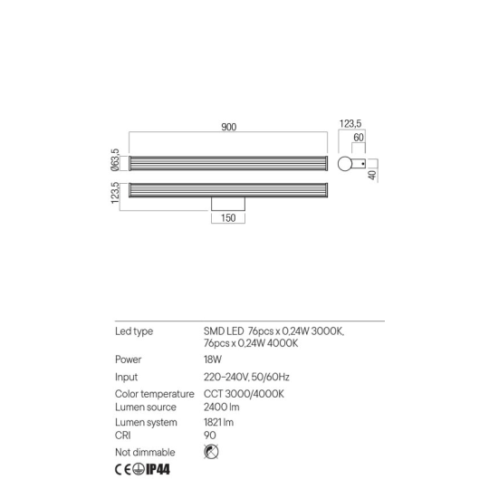 LED аплик за баня REDO 01-3264 DIZZY